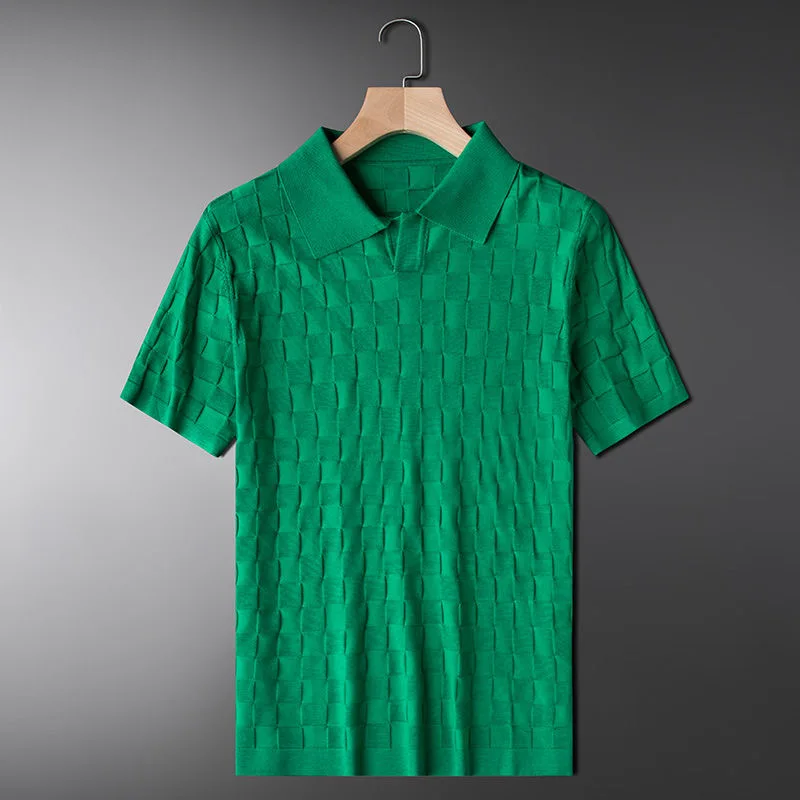 Waffle Solid Polo Shirt for Men 2024 - Image 3