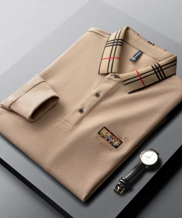 Embroidered Men's Long Sleeve Polo Shirt